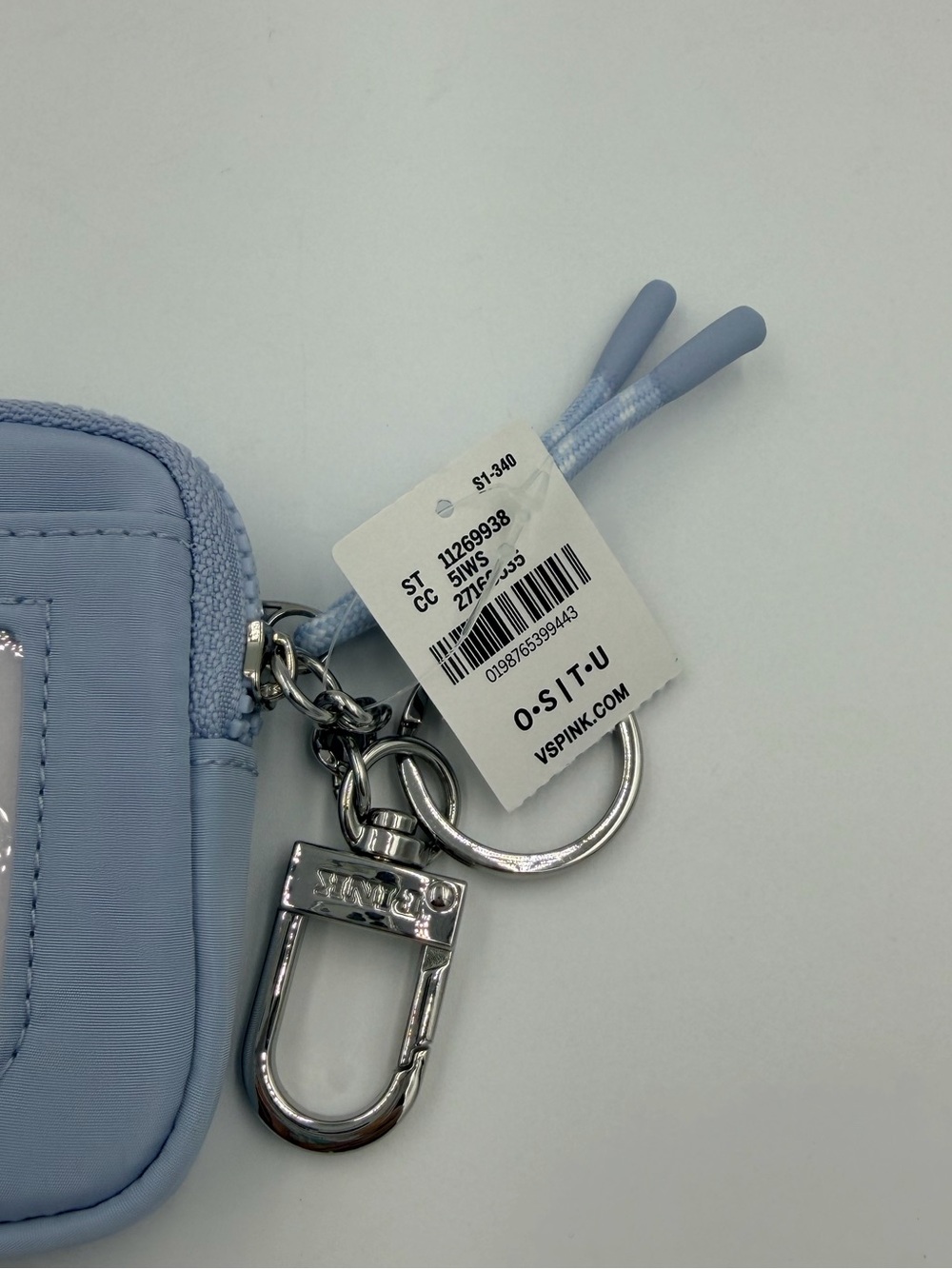 Victoria’s Secret / PINK Zip Card Holder w/ Keychain - Baby Blue NWT - Picture 4 of 7